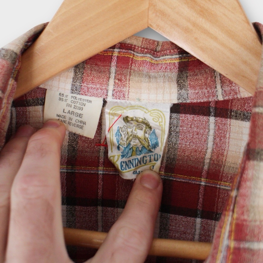 Vintage Kennington California Plaid Shirt Men's Large Red Western Flannel Style - Picture 4 of 4